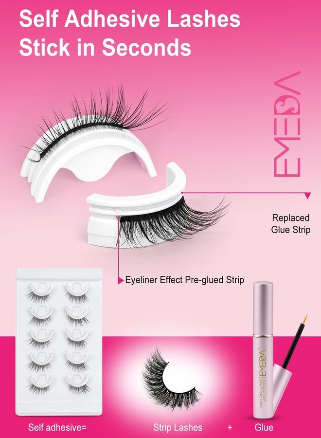 إيميدا رموش ذاتية اللصق، مثبتة مسبقًا بدون غراء - رموش صناعية طبيعية 3/4 زاوية، مقاومة للماء، خفيفة، لا تحتاج إلى غراء، 5 أزواج من إيميدا (نصف رموش 874) - Image 2